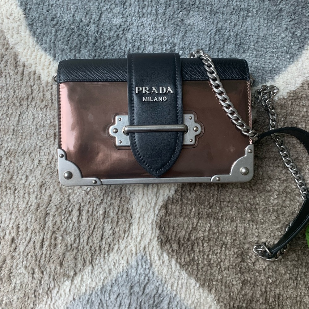 Prada Cahier Metallic Leather crossbody sold out